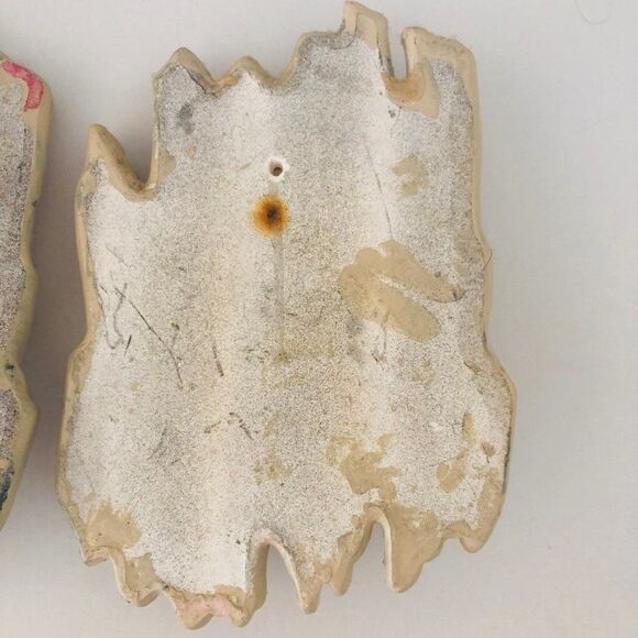 2 Floral Chalkware 3-D Wall Hangings MCM Hand Painted Gold Mid-Century Decor - Picture 8 of 10